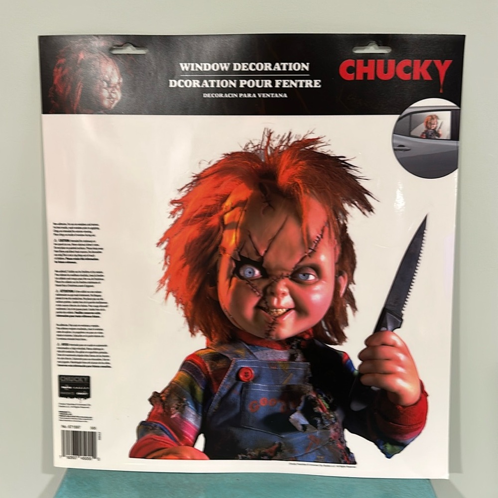 Chucky Vinyl Cling Decal, 14in x 12in - Child's Play NWT